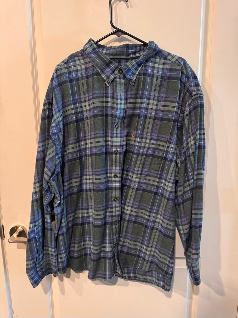 Izod Blue and Green Plaid Button-Down Shirt